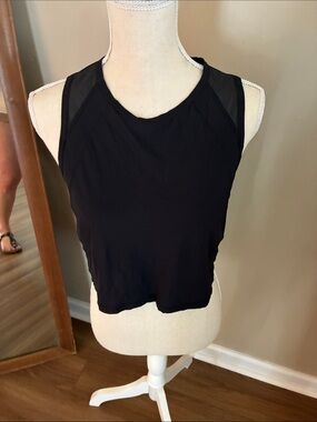 lululemon athletica Black Mesh-Shoulder Cropped Tank